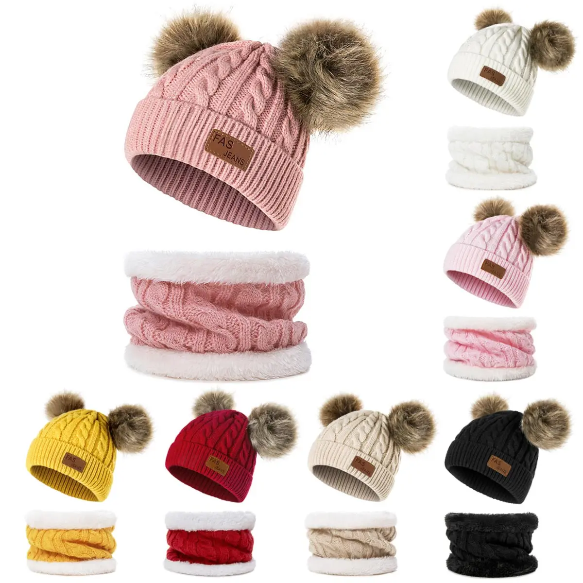 REAKIDS детские зимние шапки Pom теплая шапка для младенца меховые шарики девочек и мальчиков шапки s зимние детские шапки s толстые вязаные детские шапки
