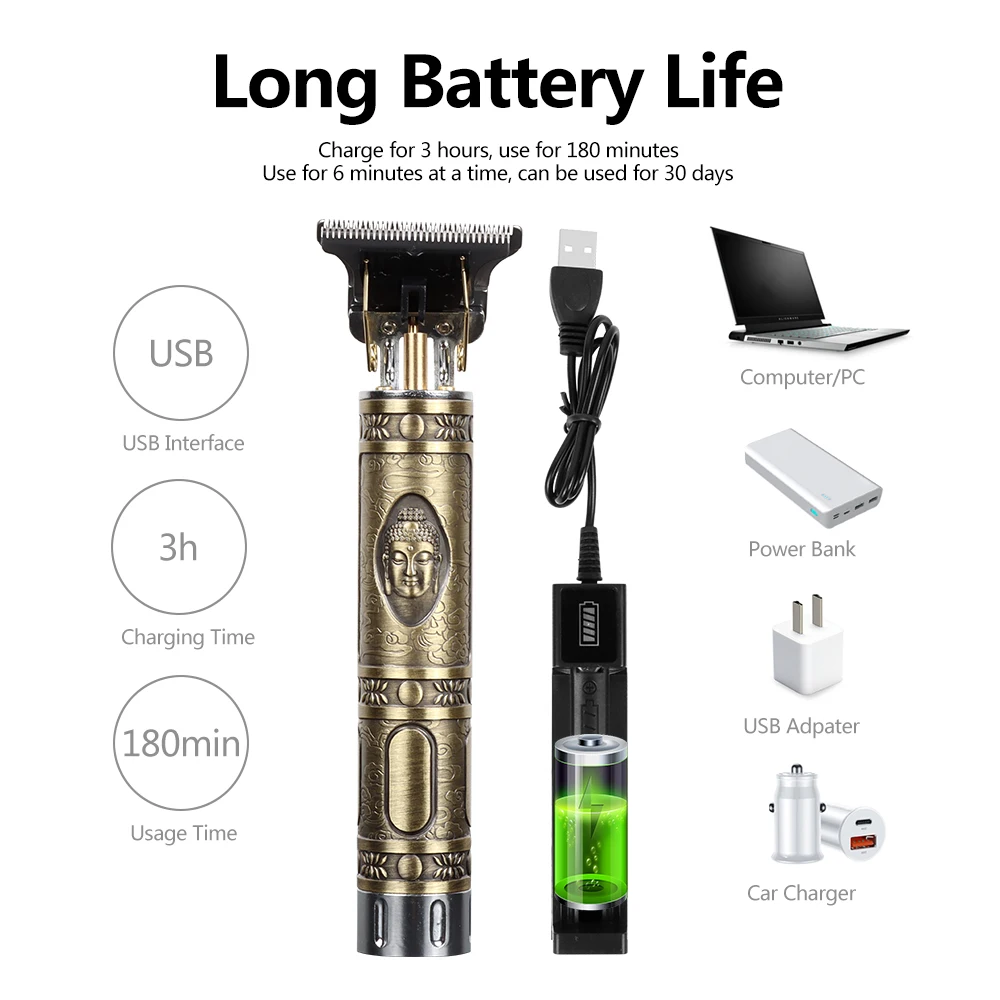 

T9 USB Electric Hair Clipper Rechargeable Shaver Beard Trimmer Professional Men Hair Cutting Machine Beard Barber Cordless