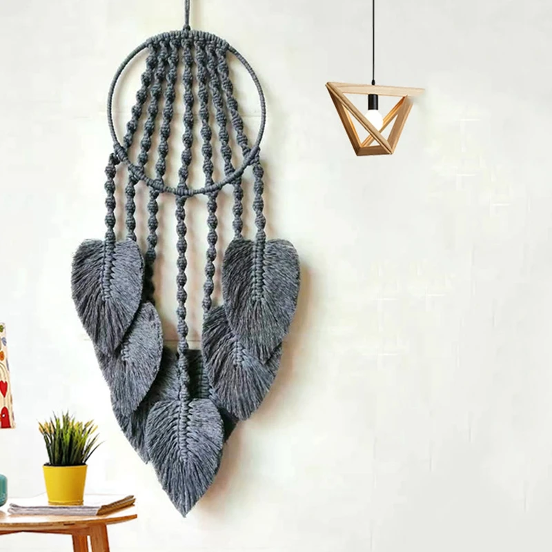 

AAAK -Dreamcatcher Handmade Woven Wind Chimes Hanging Pendant Creative Leaf Dreamcatcher Home Wall Art Hanging Decoration