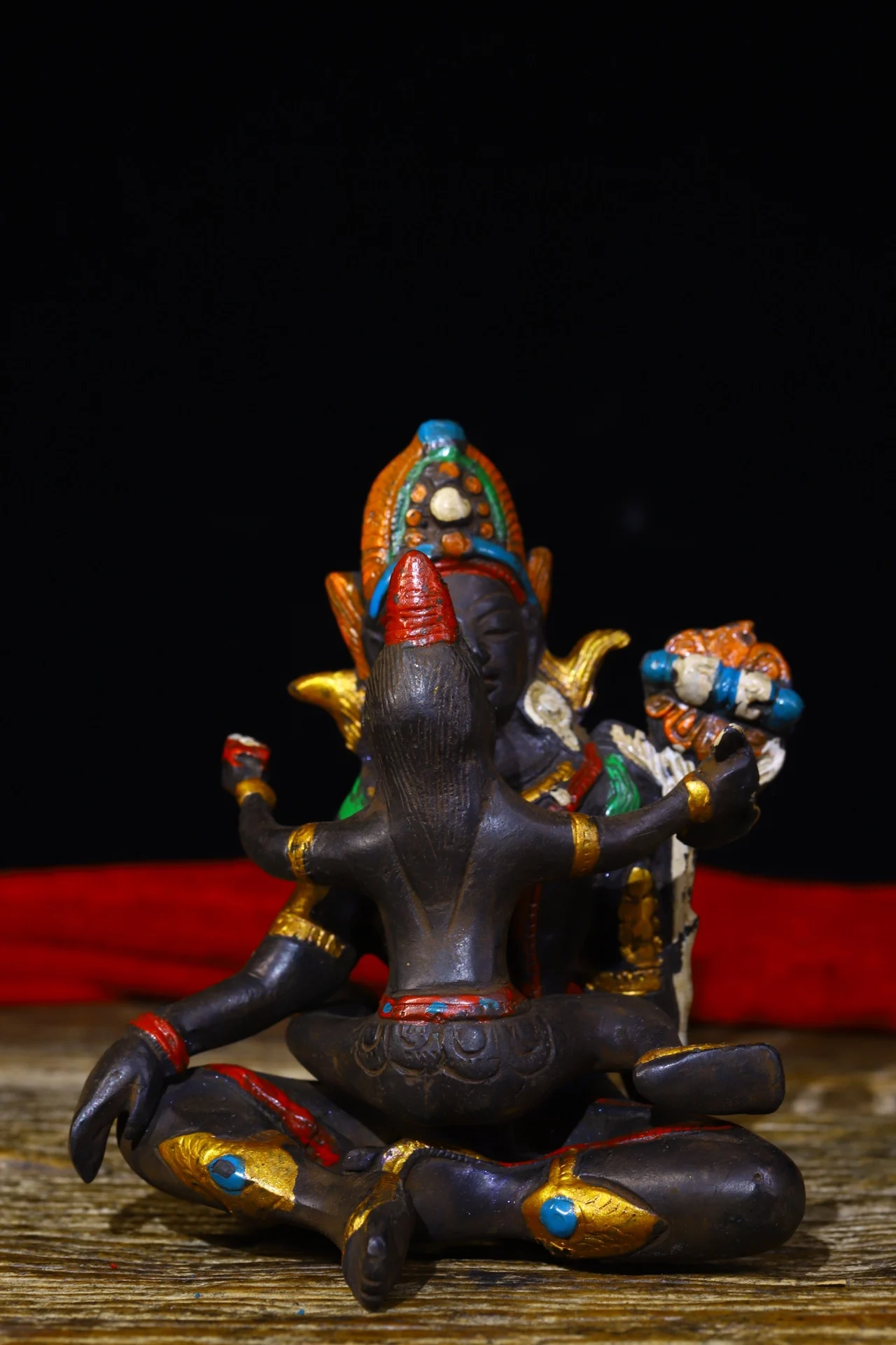 

5"Tibetan Temple Collection Old Bronze Tracing Happy Buddha Yab-Yum Buddha statue Ornaments Town House Exorcism