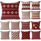 Рождественское украшение, хлопковая льняная наволочка, полосатая клетчатая Подушка с принтом, красная Подушка 18*18 дюймов, чехол для дивана, подушка для автомобиля, домашняя Подушка D