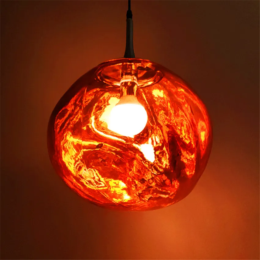 Rose Gold Современная стеклянная Подвесная лампа Lava, светодиодный стеклянный подвесная люстра в форме шара, подвесной светильник, люминесцентная Подвесная лампа - Цвет корпуса: Rose Gold