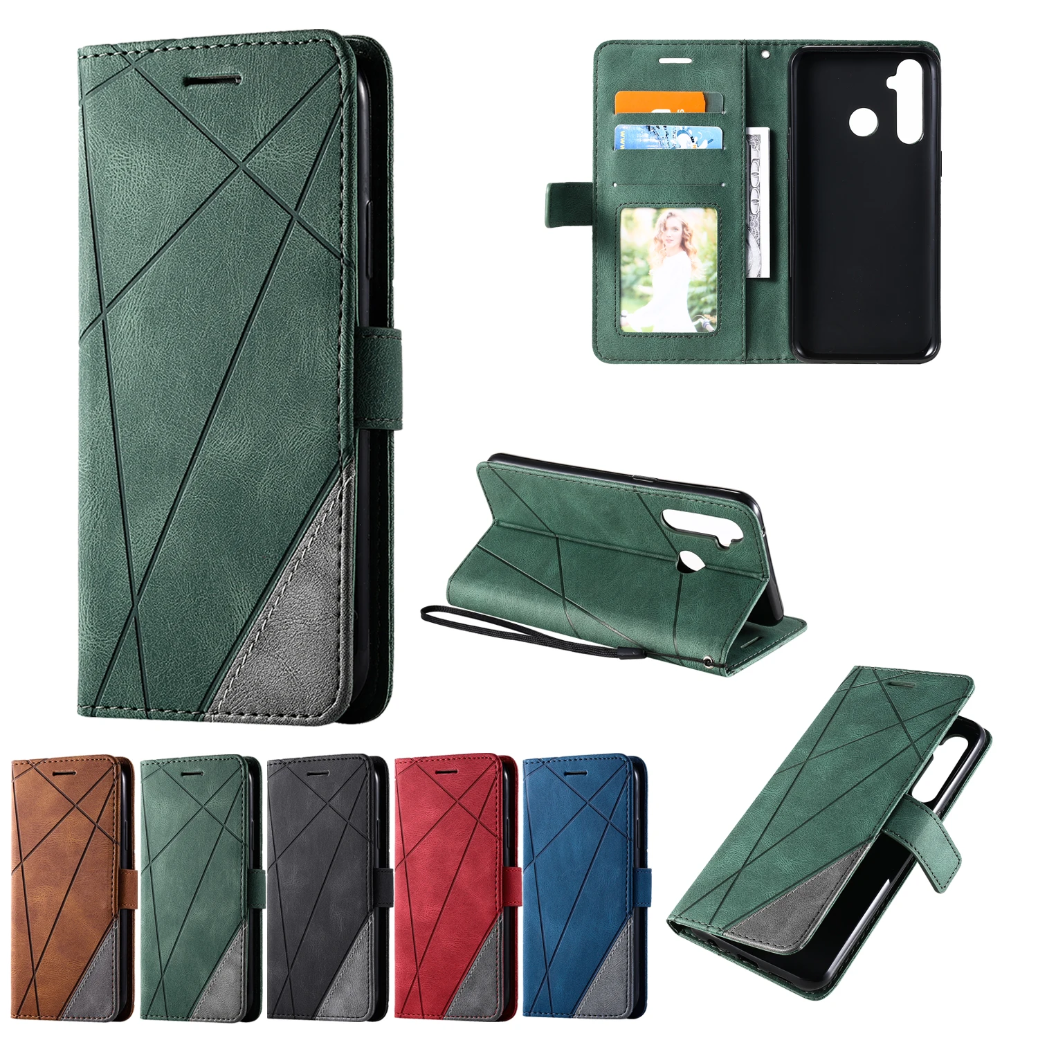 

Luxury Leather Case For Realme 5 5S 5i 6i 5Pro 6 6S 6 Pro 7 7Pro 7i 8 Flip Cover Stand Card Slots Reno 4Lite 4F Holder Wallet