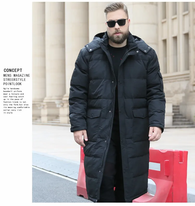 XL-7XL, 8XL, 9XL, 10XL, зимний теплый пуховик, плюс удобрение, большой размер, с капюшоном, Повседневный, мужской пуховик