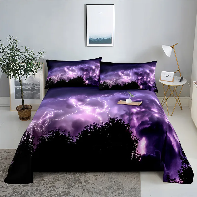 Beautiful Night Scene Bedding Sheet Home Digital Printing Polyester Bed Flat With Pillowcase Print | Дом и сад