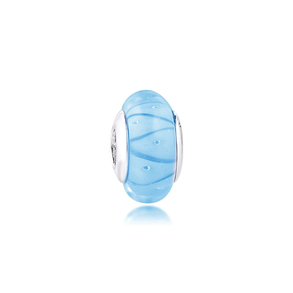 

CKK Sky Blue Murano Glass Charms 925 Original Fit Europe Bracelets Sterling Silver Charm Beads for Jewelry Making Women