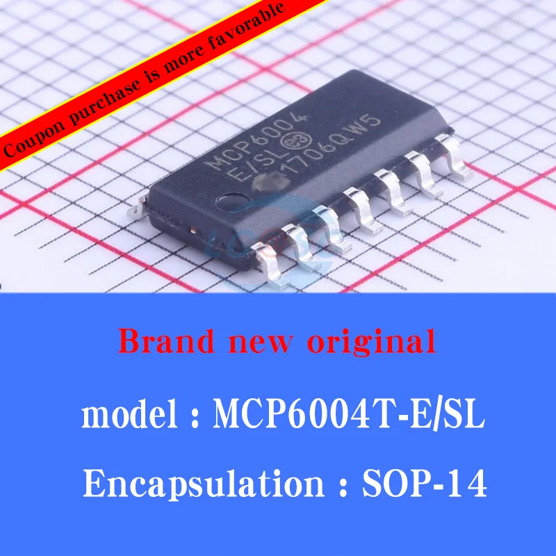 

50/PCS Lot New original MCP6004T-E/SL screen printing MCP6004 operational amplifier driver IC chip SOIC-14