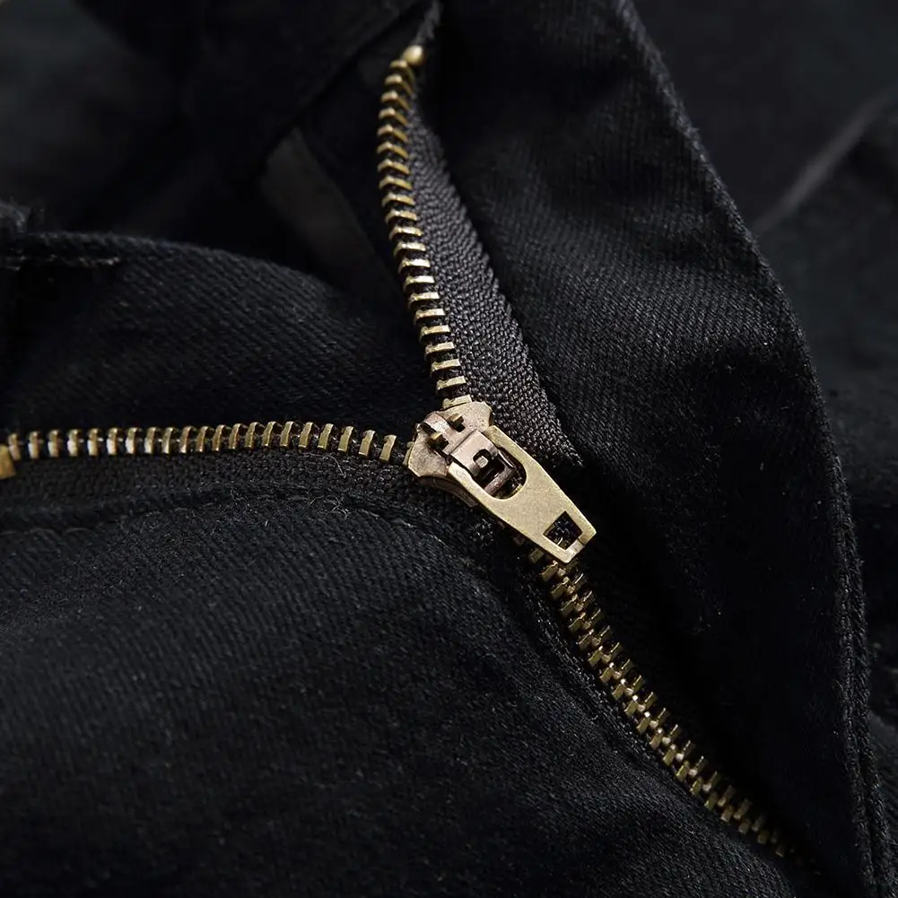 

Jeans Biker Men Slim Ripped Hole Jeans Solid Color Skinny Straight Trousers Pants