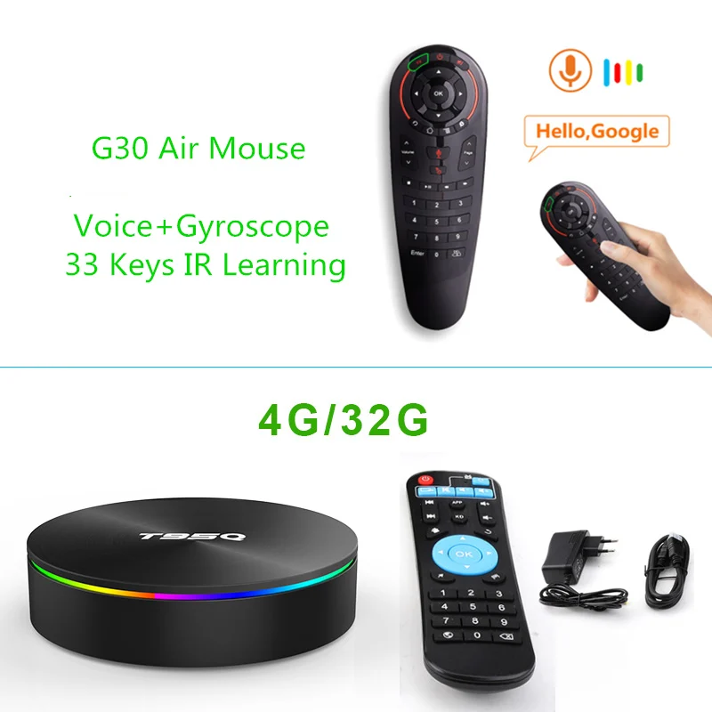 4G32G G30 Android 9,0 ТВ приставка T95Q Android приставка 4 Гб 64 ГБ DDR3 Amlogic S905X2 четырехъядерный 2,4G& 5 ГГц двойной Wifi BT4.1 100 м H.265 Смарт ТВ приставка - Цвет: 4G32G G30