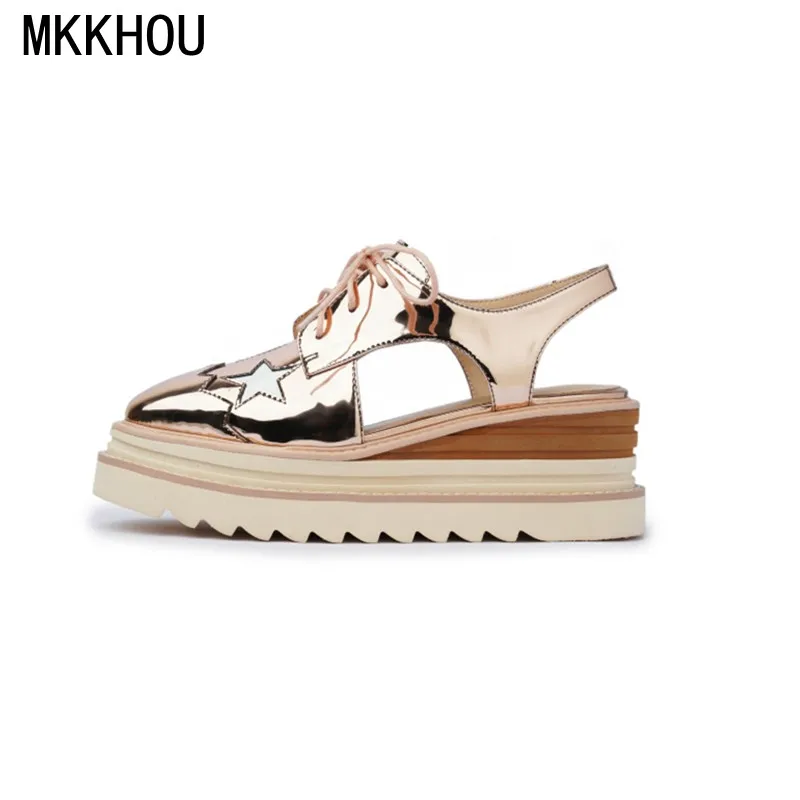 

MKKHOU Fashion Sandals Women's New Summer Shoes Genuine Leather Thick Bottom Increased Strapless Casual Sandals Open Shoes Women