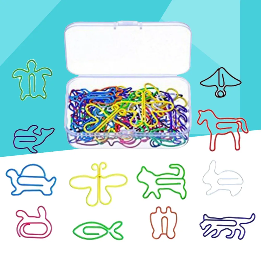 

60pcs Cartoon Animal Metal Paper Clips School Supplies Stationery