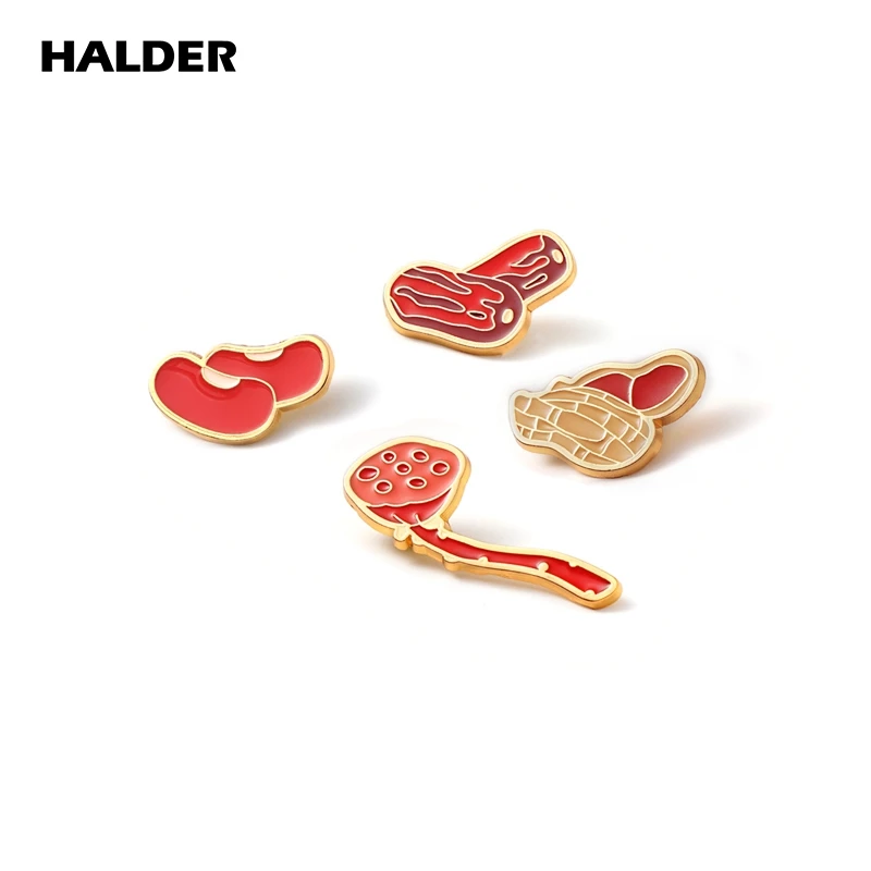 Эмалевый значок HALDER Ormosia Peanu Seedpod Lotus Red Dates Броши Булавки на лацкан backpack Costum Jewelry, свадебные аксессуары, подарок