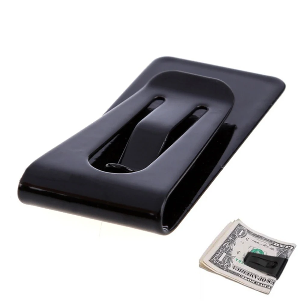 

Stainless Steel Black Slim Pocket Cash Money Clip Holder Case AC889