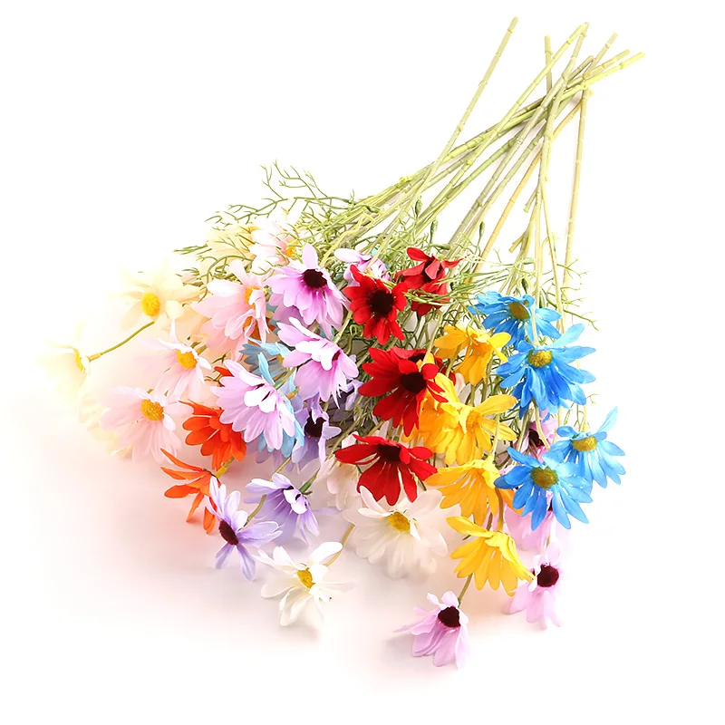 Искусственная ромашка 5 вилок шелковые цветы с головками искусственные ромашки