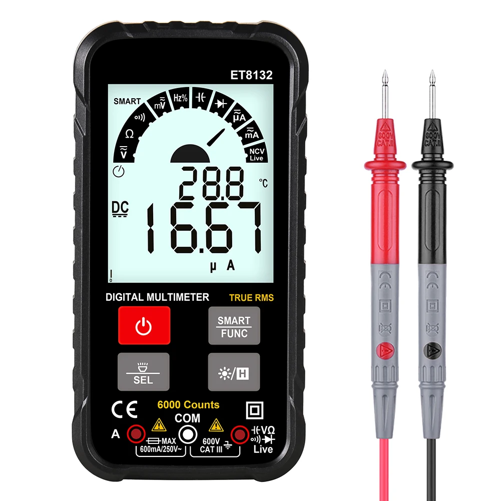 ET8132 Интеллектуальный Высокоточный цифровой мультиметр AC Напряжение Ток