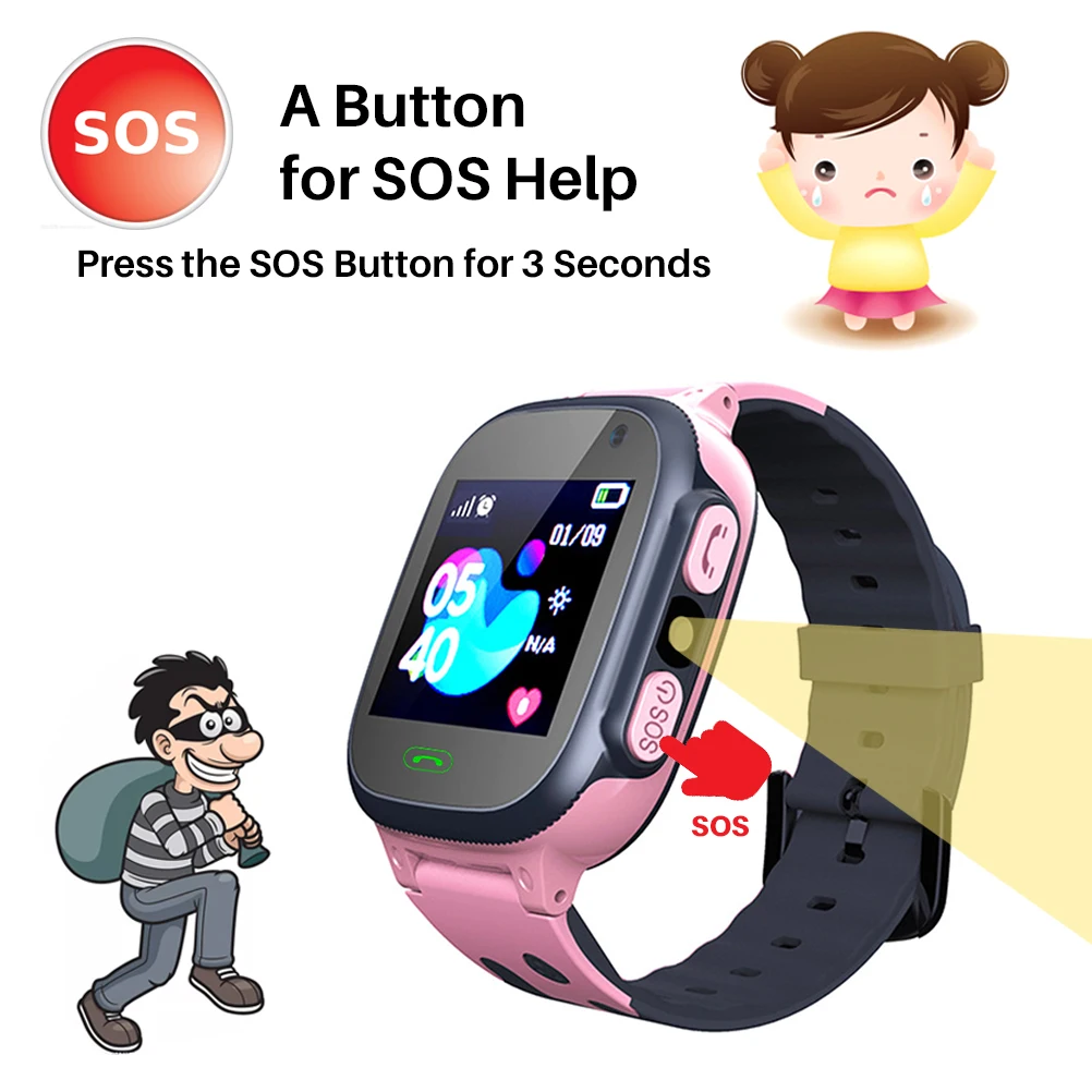 childrens smart watch kids sos lbs phone watches smartwatch for boys girls support 2g sim card call photo waterproof kids gifts free global shipping