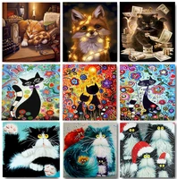 cat oil picture by number animal canvas diy craft kits for adults frame acrylic paint coloring painting by number wall art decor