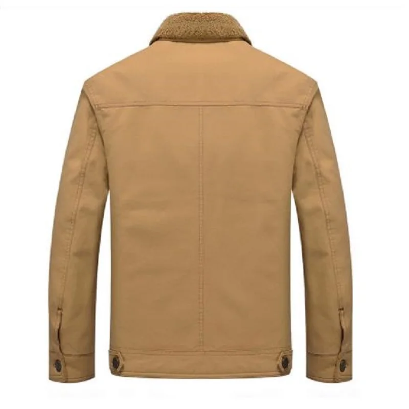 Men Clothing Plush Padded Turn-up Collar Cotton Washed Jacket Men's  Workwear Plus Size Winter Jacket  Casual Coat