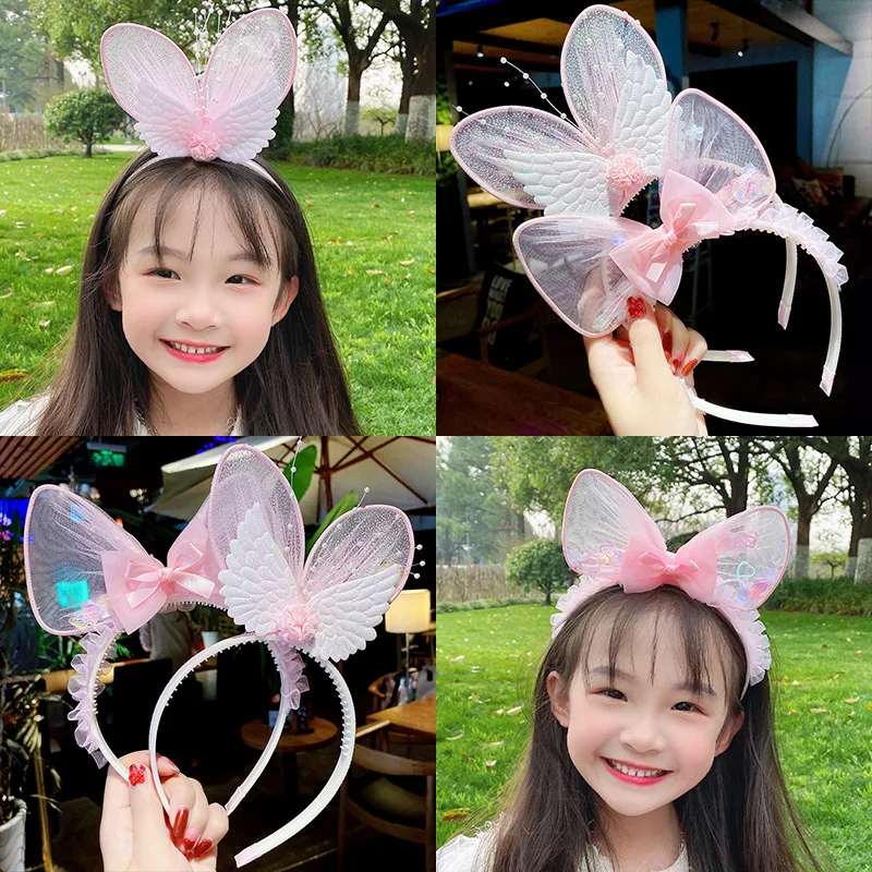 

New girl fashion rabbit ears cartoon headband cute fresh quicksand windmill hand-woven hairpin headdress hair accessoriesJA198