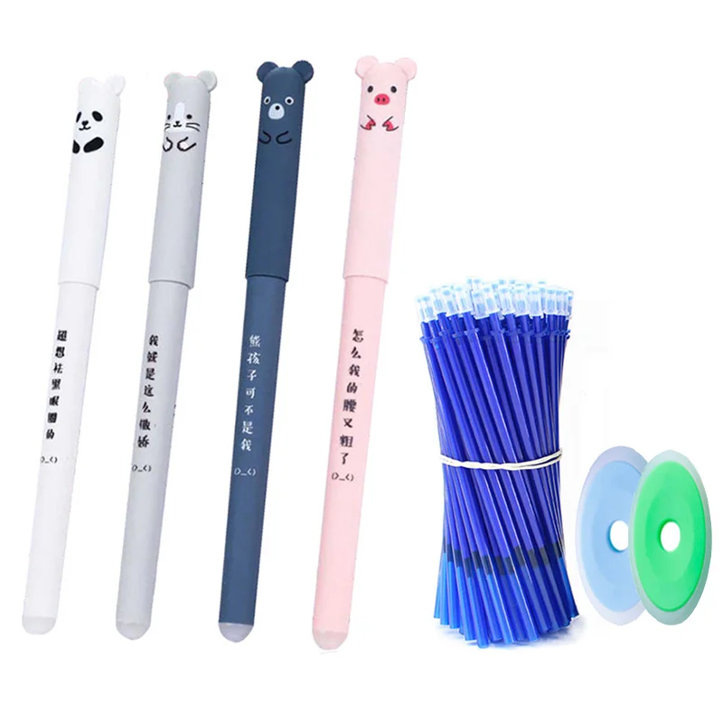 

26 Pcs/Set Erasable Gel Pen Refills Rods 0.35mm Blue Black Ink Washable Handle Writing Tools School Office Supplies Stationery