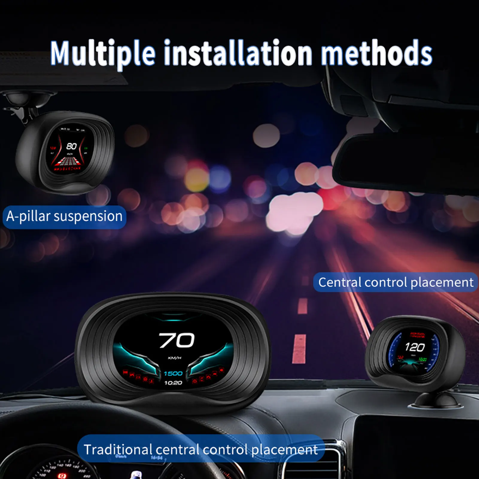 

OBD2 GPS Diagnostic Car Head-Up Display Dashboard Windshield HUD Car Speed Projector RPM Temperature Over-time Driving Alarm