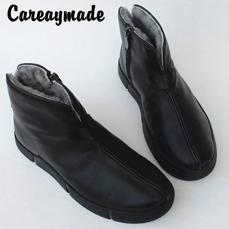Careaymade-зимние кожаные ботинки высокие из овечьей кожи с меховой подкладкой