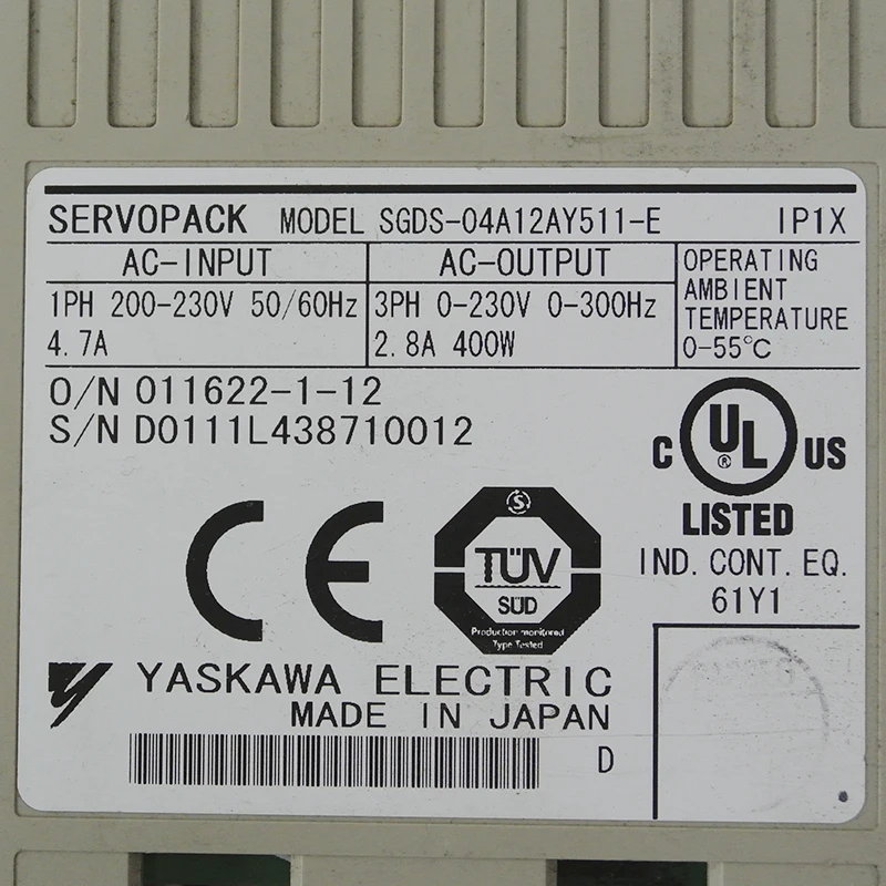 

YASKAWA SERVOPACK SGDS-04A12AY511-E SERVO DRIVE