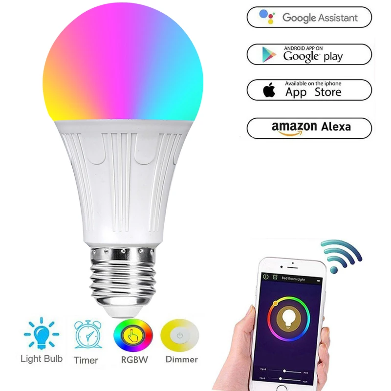 E27/E26/B22 85-265 в RGB светодиодный светильник 7 Вт Bluetooth Wifi умный контрольное приложение Светодиодная лампа ИК пульт дистанционного управления домашнее освещение