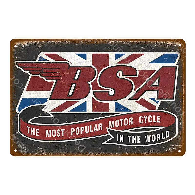 YD1656EI Британский мотоцикл BSA металлические знаки оловянный плакат Гараж; клуб паб настенные Декорации для бара мотоцикл Винтаж таблички домашний декор YI-058 - Цвет: YD1656EI