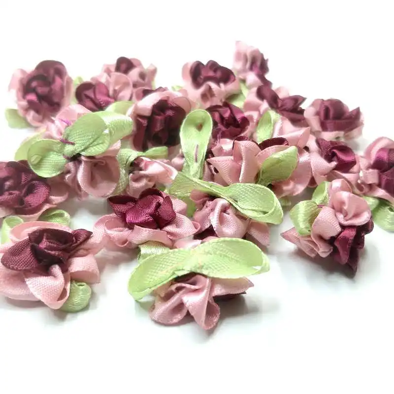 30 шт. лента с цветами и листьями|ribbon flowers appliques|apparel sewingflower flower |