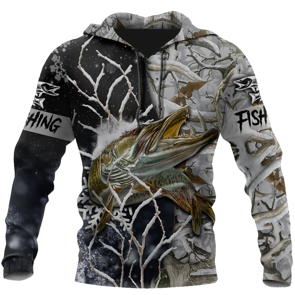 

Drop shipping Musky ice fishing 3D Printed Mens Hoodie Harajuku Streetwear Pullover Autumn Unisex Jacket Tracksuits