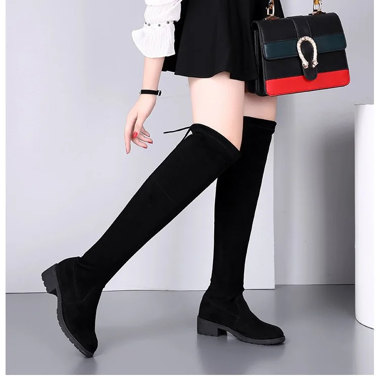 

Shoes for Women 2021 Winter Knee High Boot Women Designers Sock Boots Black Plaform Boots Heel Wedge Suede Stretch Long Boot New