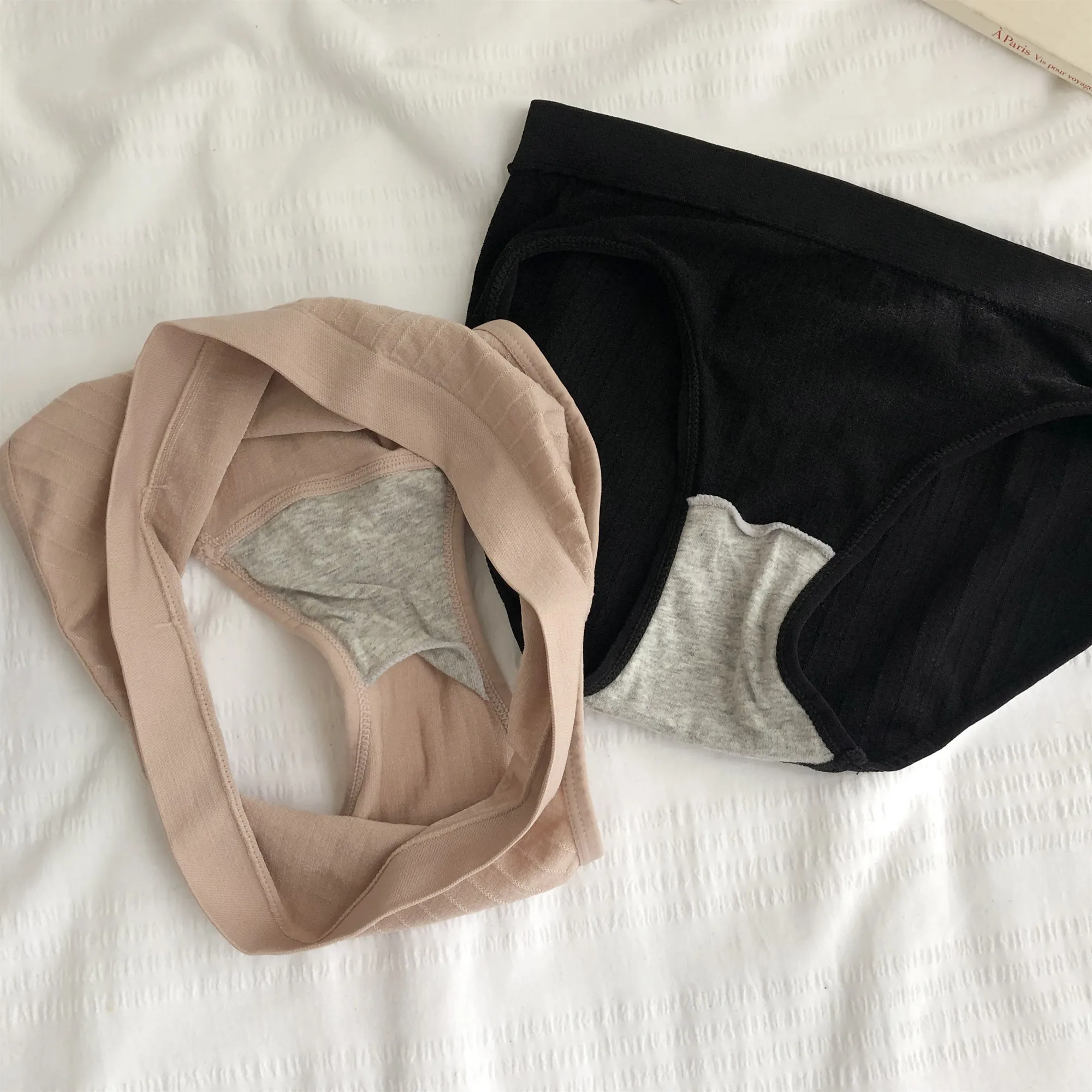

2pcs Cotton Women's Panties Striped Fashion Lingerie Breathable Seamless Underwear Underpants Mid-Rise Panties For Women Comfort