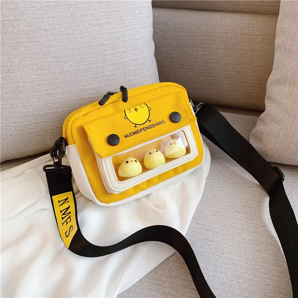 

Female Canvas Bag Cartoon Chicken Messenger Bags For Women Student Cute Girl Shoulder Bag Ladies Shopping Handbag Crossbody