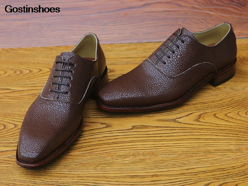 Zapatos рыба Рисунок коричневый коровья кожа Sapato Masculino De Hombre ручной работы Женские