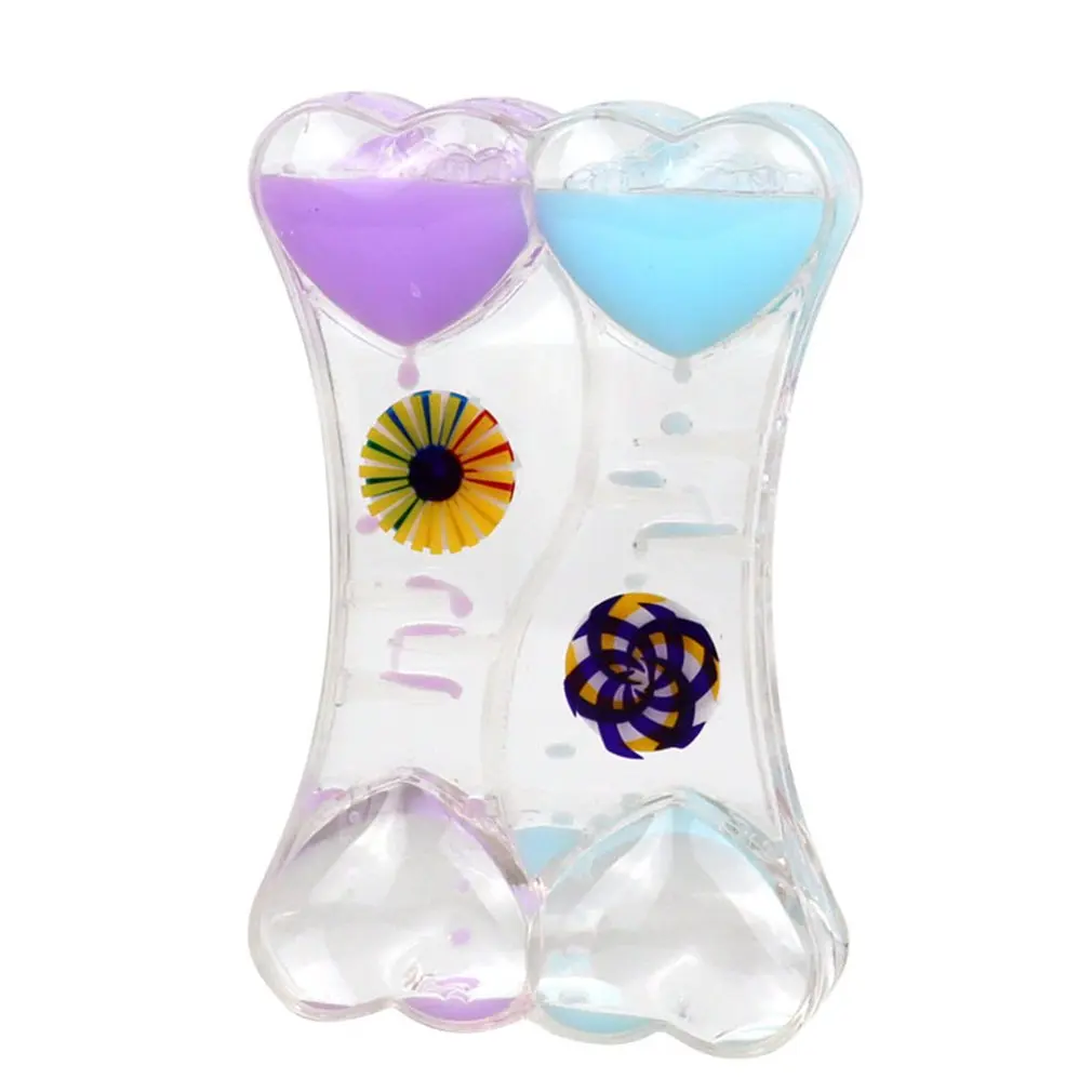 

Double Heart Liquid Motion Bubble Drip Oil Hourglass Timer Clock Kids Toy Gift
