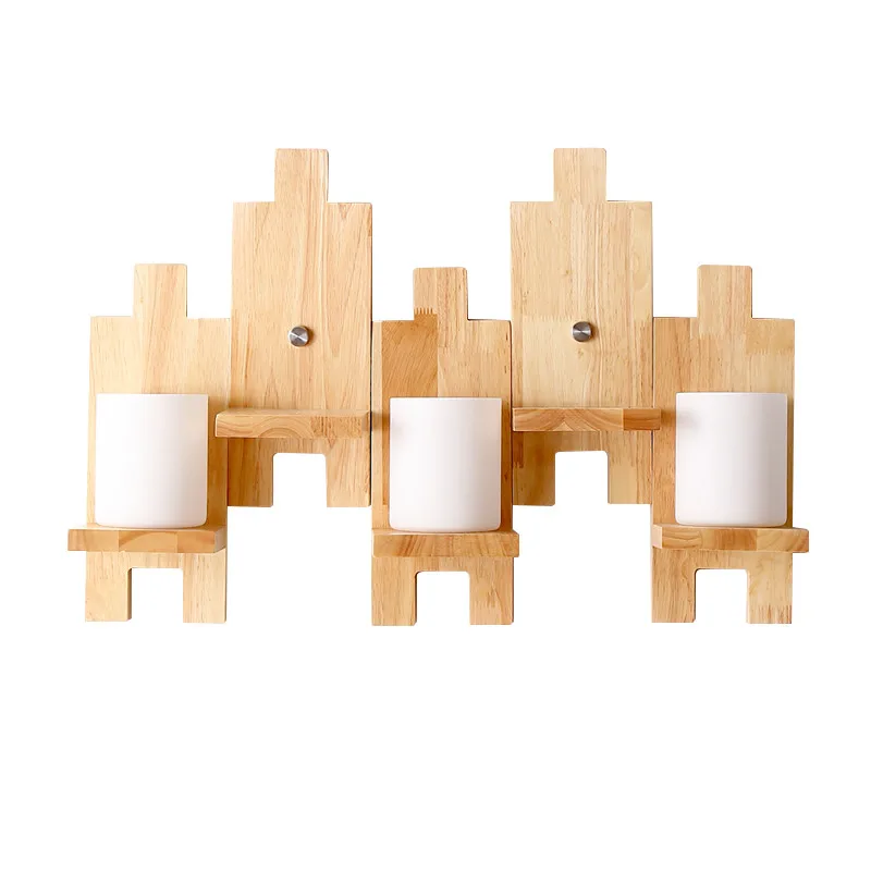 Simple Solid Wood Wall Lamp Creative Living Room Bedroom Bedside Aisle Lights | Лампы и освещение