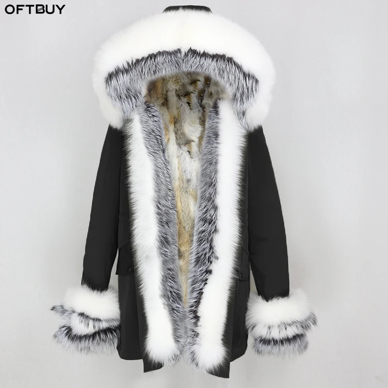 OFTBUY/2021 зимняя куртка для женщин Пальто с натуральным мехом лисы Толстая теплая