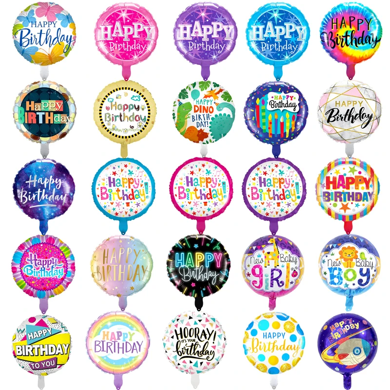 

7Pcs 18inch Happy Birthday Balloons Round Foil Helium Globos Boy Girl Baby Shower Adult Birthday Party Decoration Kids Balloon