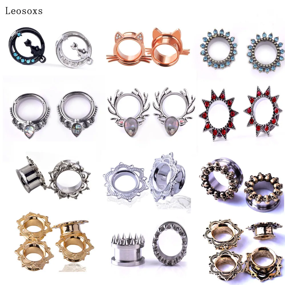 Leosoxs 1 Piece 6-25mm Hot sale stainless steel pulley hollow fashion auricle ear expansion body piercing jewelry