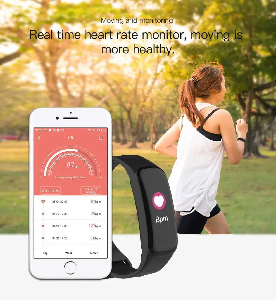 Smart Bracelet Heart Rate Blood Pressure Health Monitor Watch Color Screen Sport Pedometer Smartband Fitness Traker | Электроника