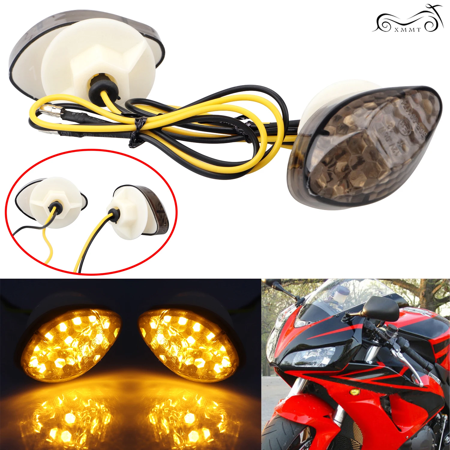 2 шт. 10 мм дым светодиодный утапливаемый поворотный сигнал янтарсветильник