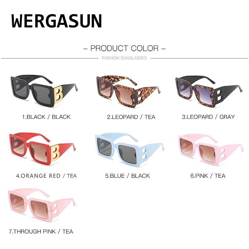 

WERGASUN Brand Designer Sunglasses Women High Quality Retro Sunglasses Women Square Glasses Women/Men Luxury Oculos De Sol