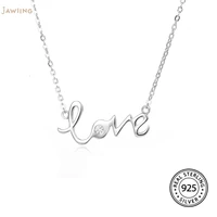 silver love letter pendant necklace romantic cz couple 925 sterling silver chain choker for lover fine jewelry gifts accessories