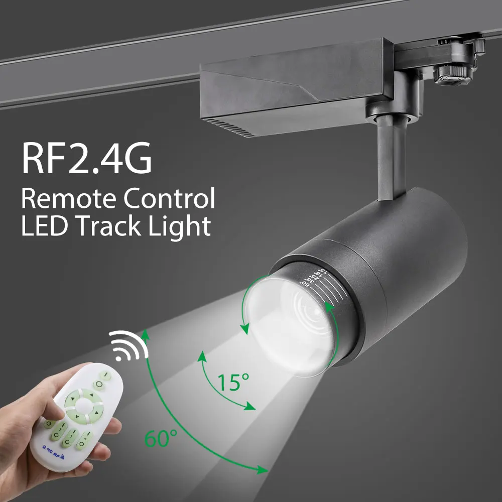 

20W 2.4G RF Wireless Control LED Track Light CCT Dimmable Zoomable Track Lamp Fixture System Color Changeable COB Track Lighting