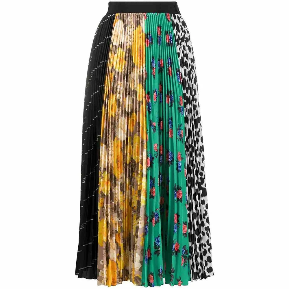 

Big name summer women's satin 3D printing elastic waist pleated skirt 2021New ladies fashion traf office bandage skirt Bing XL