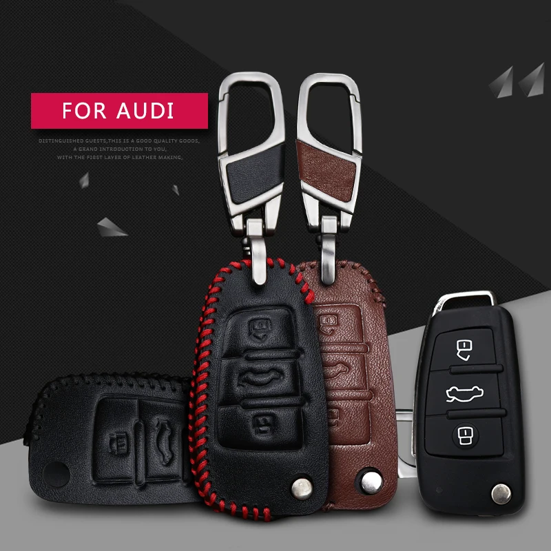 Автомобильный кожаный чехол для ключей Audi TT A3 BP 8V 8L A5 A6 C5 C6 A4L A4 B5 B6 B7 B8 B9 A7 A8 Q2 Q3 Q5 Q7