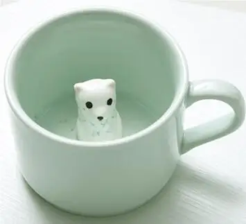 A Креативная керамическая чашка кофейная кружка 3D молочная чашка с животным милым мультяшным изображением панды кролика Tee чашка термостойкая чашка из селадона Caneca 1102 - Цвет: A