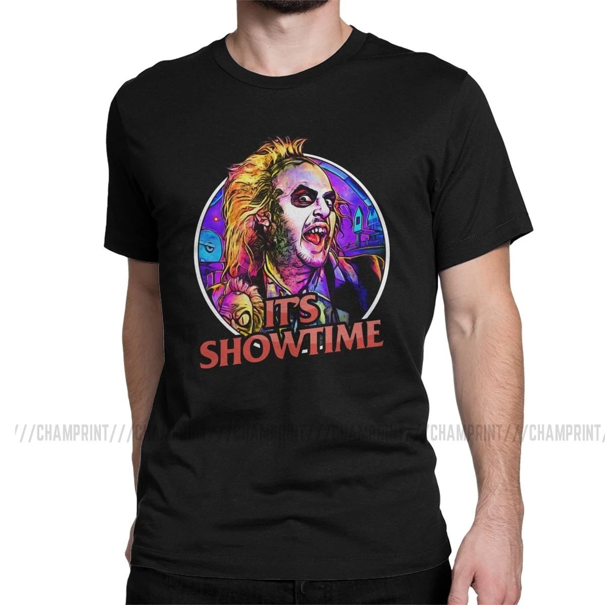 Мужская футболка с коротким рукавом It's ShowtIme Beetlejuice забавные хлопковые футболки