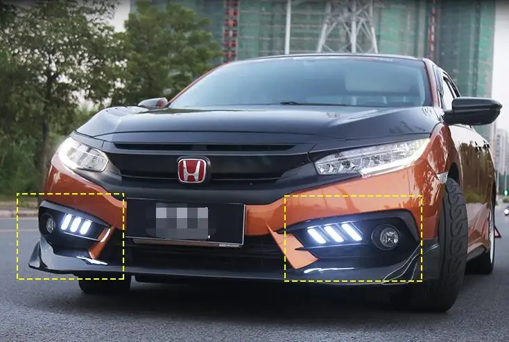 12V авто светодиодный DRL Габаритные огни Задний бампер стоп светильник хвост светильник противотуманная фара для Honda Civic 10th
